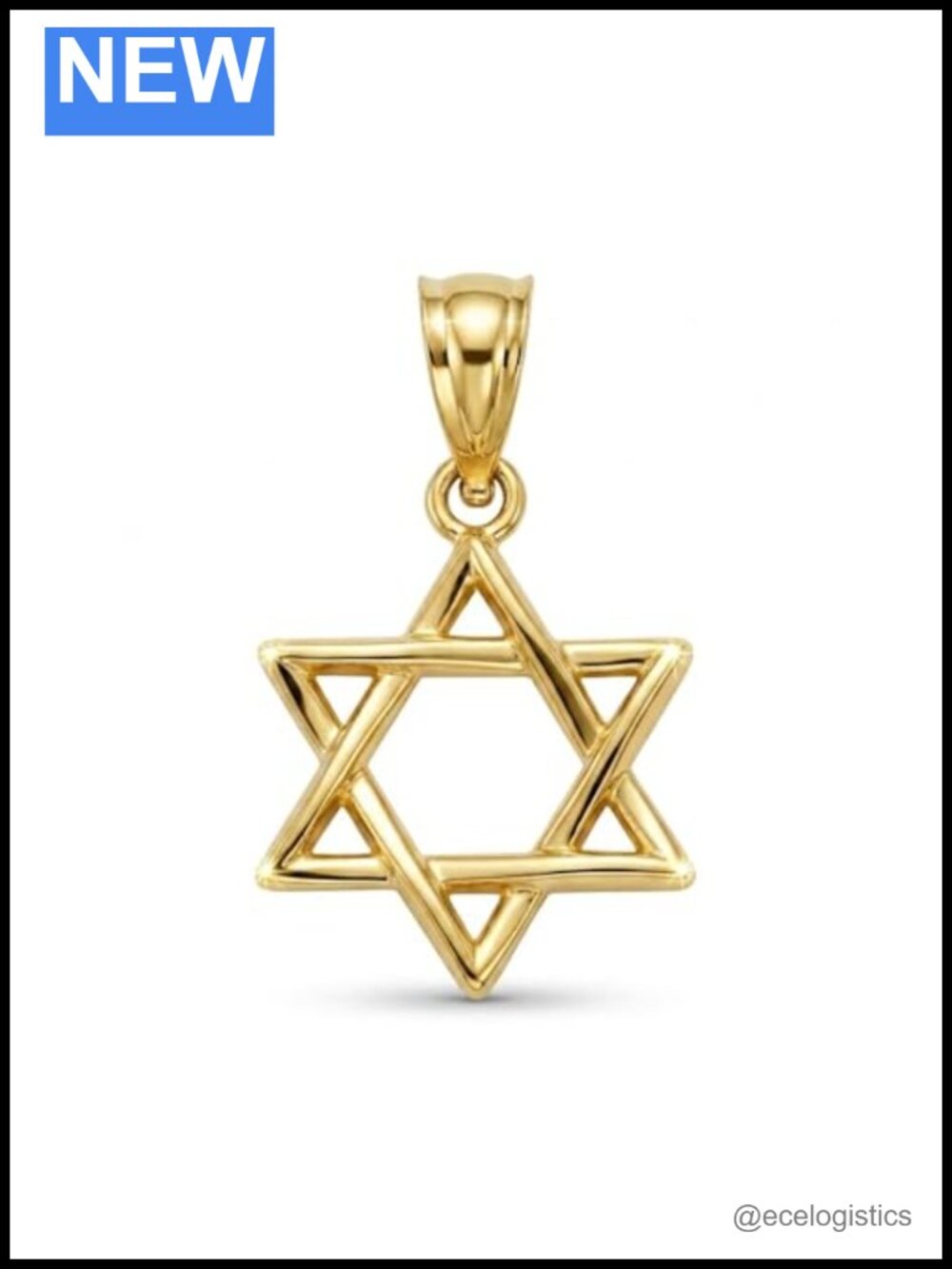 10K Solid Gold Star of David Chai Charm Pendant Necklace